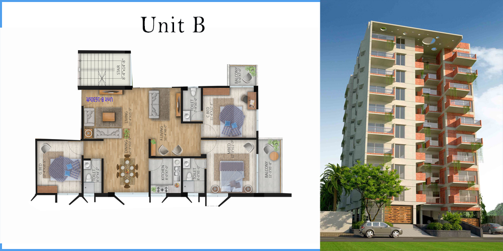 Adori 3 Bed 8th Floor Unit B 1806 SFT